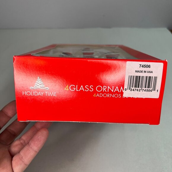 Set Of 4 Vintage Santa Claus Christmas Ornaments Painted Glass Balls Decor - Picture 9 of 12